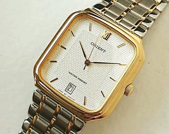 NOS Orient Vintage Watch | Quartz | Rare Rectangular form with stylish bracelet!