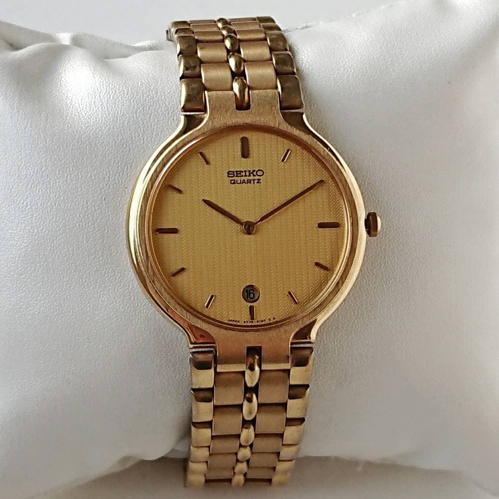 レア SEIKO セイコー デザイナー ゴールド QUARTZ 正確稼働 レトロ