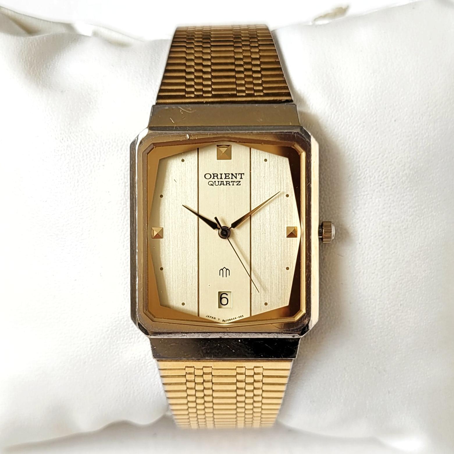 ビンテージ ORIENT TANK Vintage Orient Tank Watch: Gold-tone, Silver Dial, Ultra