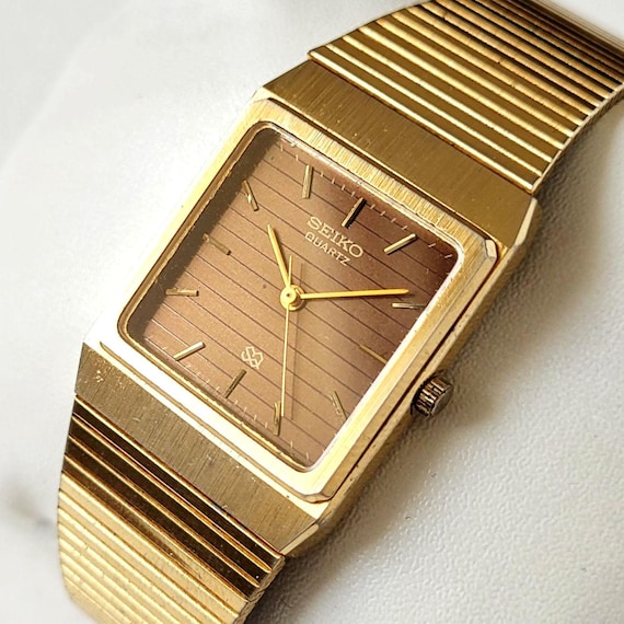 Unique Seiko Tank | Quartz | Brown Dial - Etsy