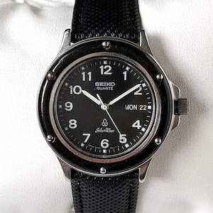 Reloj Seiko SilverWave negro vintage de los años 90, ultra raro