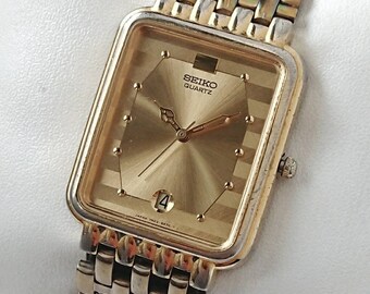 Vintage Seiko Tank Gold 90s Unusual Dial - Etsy