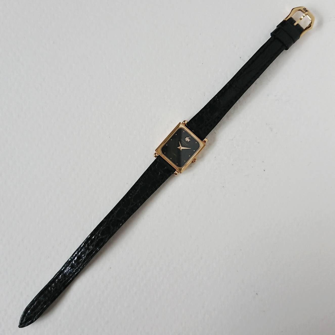 Montre Vintage Raymond Weil Tank Plaquée Or - Cadran Multicolore - Avec Boîte Et Papiers D'origine