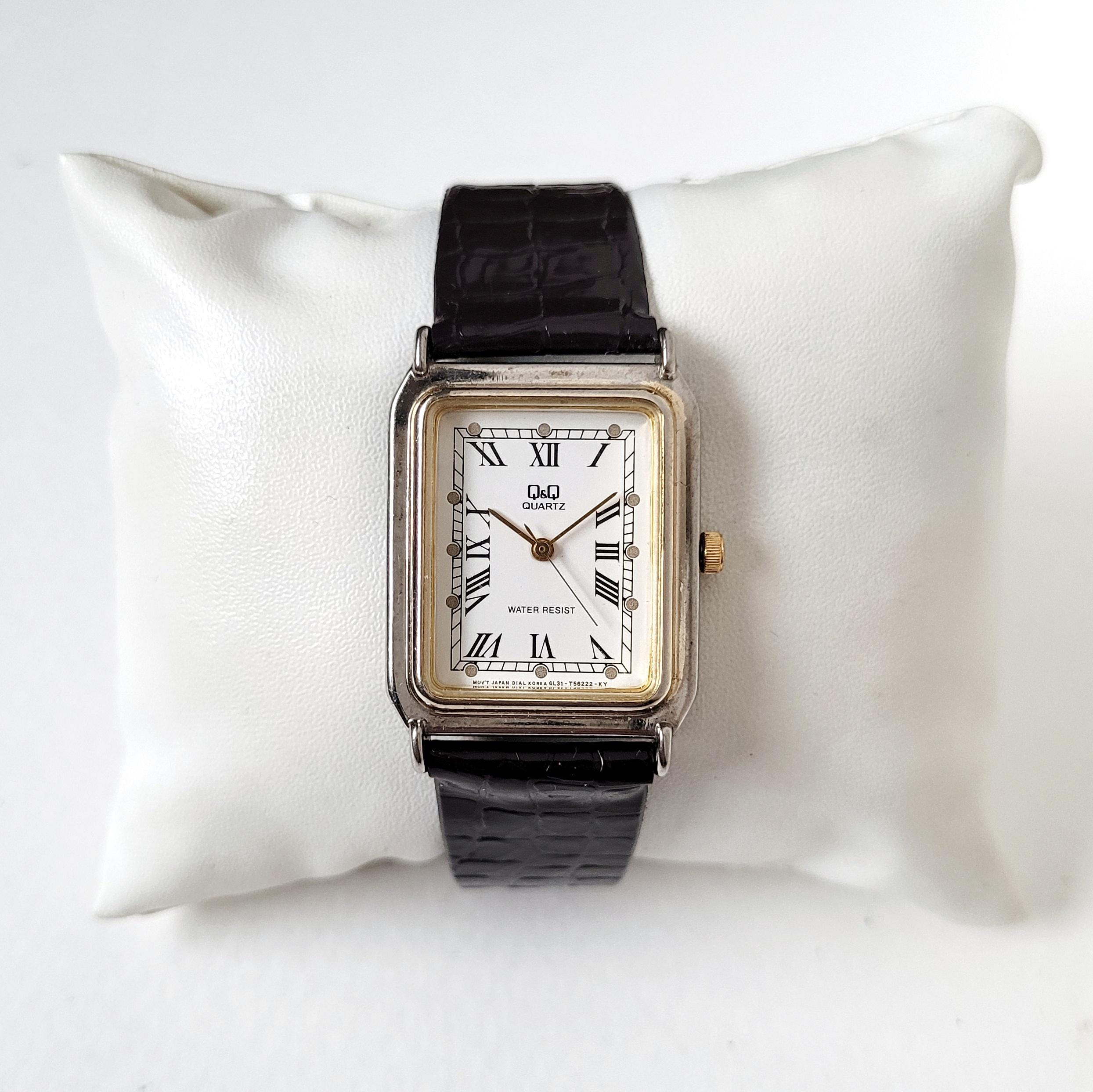 Q & Q by Citizen Ladies Quartz Enamel Tank Watch Citizen CQ Tank Watch Women 13mm Black Dial Gold Tone 2250  main image 2