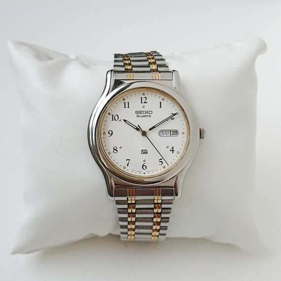 Vintage Seiko SQ Gold&steel 80s Unique - Etsy