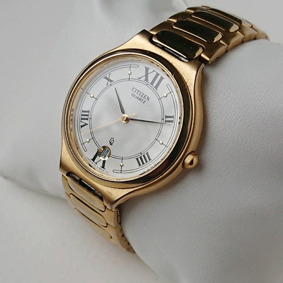 Vintage Citizen Gold with Roman numerals 90s Ultr… - image 5