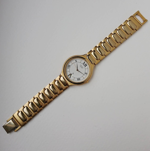 Vintage Citizen Gold with Roman numerals 90s Ultr… - image 7