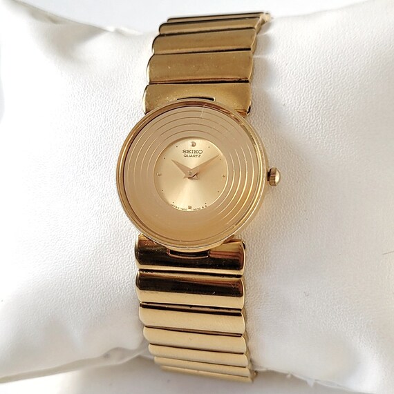 レア SEIKO セイコー デザイナー ゴールド QUARTZ 正確稼働 レトロ 1990 Seiko Quartz Gold Plated Silver Dial Men's Watch 1990's
