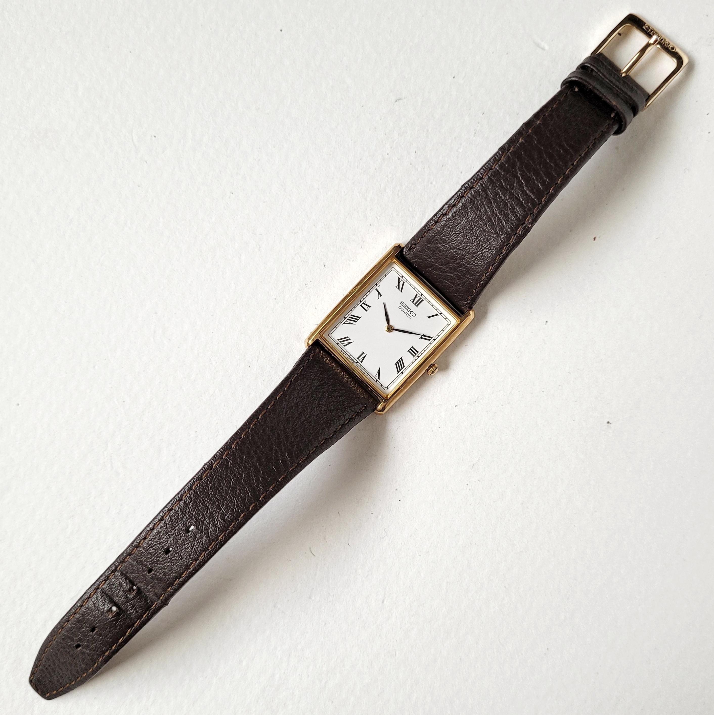 Rare Seiko Tank | Quartz | Gold Plated With Leather Strap - Etsy