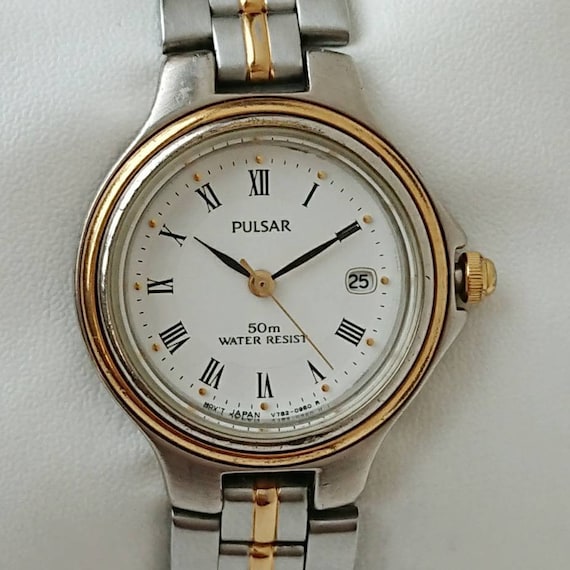 Pulsar Gold vintage con numeros romanos anos 90 Unico Etsy Mexico