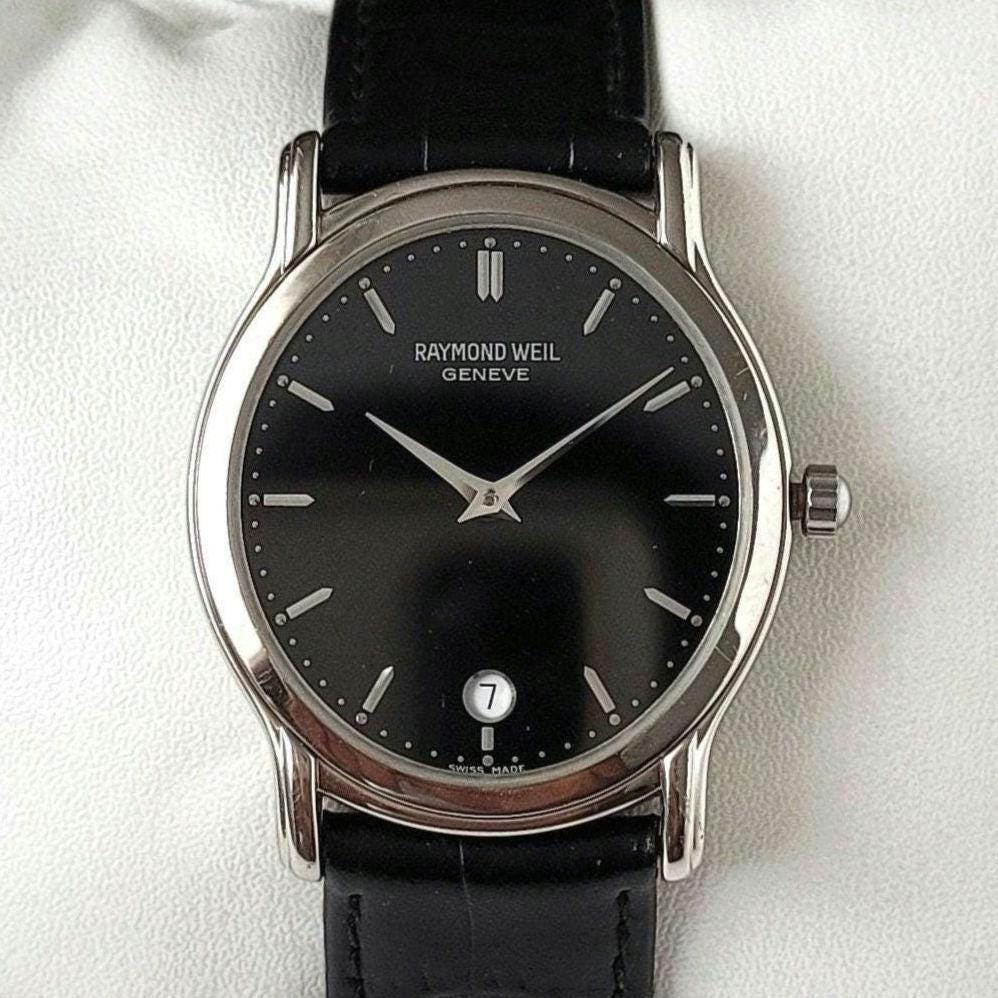 Vintage Raymond Weil Geneve Elliptical Black 90s Rare - Etsy