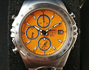 Vintage Seiko 7t32 Orange 90s - NOS | UNWORN VINTAGE! - Etsy Hong Kong