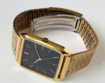 セイコー タンク ヴィンテージ Vintage Seiko Sand Textured Dial JDM Tank Style Japan Men Quartz