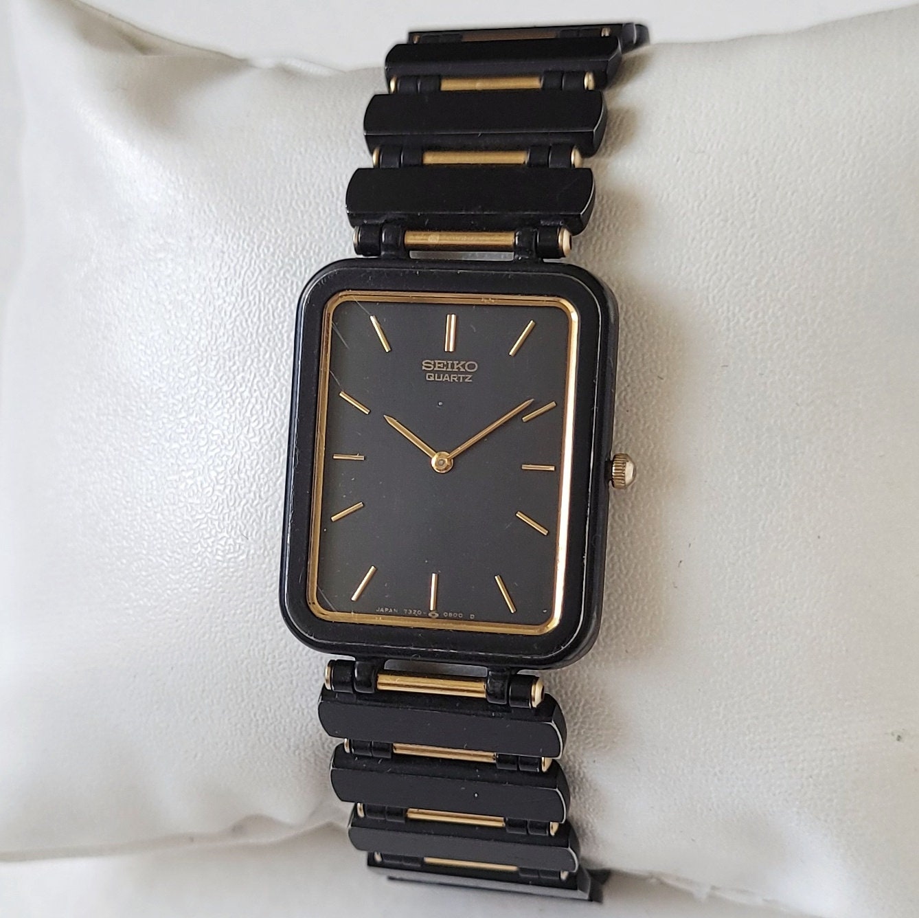 Black & Gold 古〜いSEIKO 漆黒・真鍮目覚時計　軽やかに稼働中美 Mens Seiko watch Digital and analog 1980s? Black gold