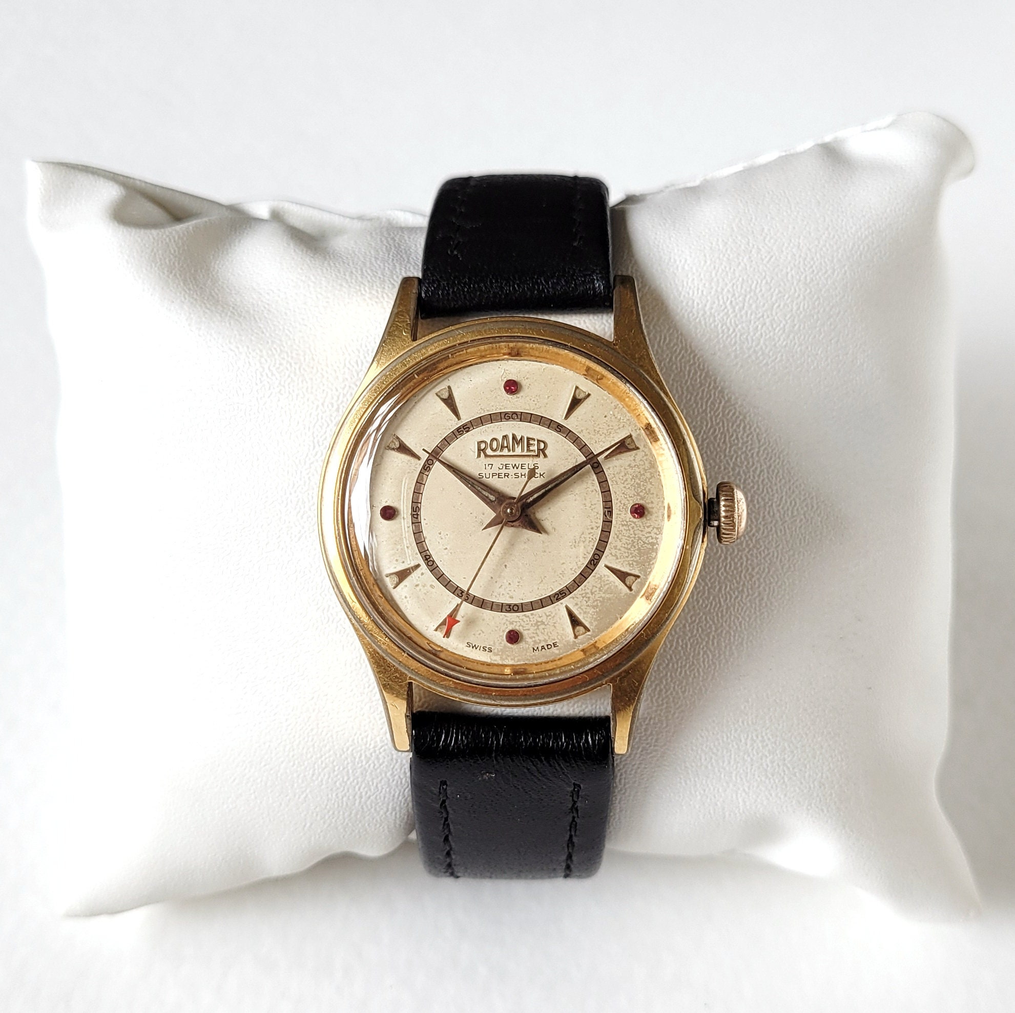 Roamer Brevete SUPERB JEWELS 腕時計 Vintage Roamer Brevete 50 With Red Stone Details - Eyecatching