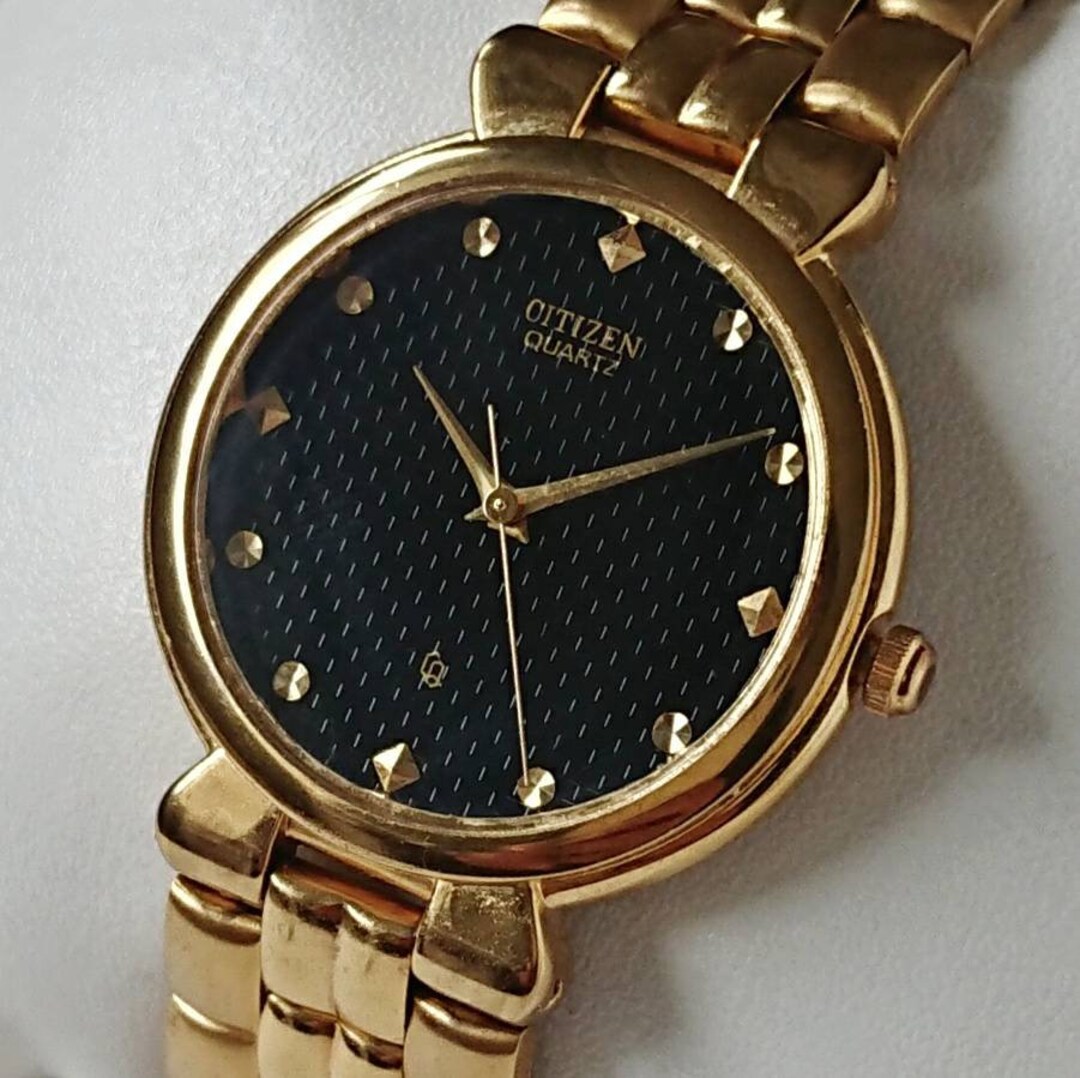 Vintage Citizen Black&gold 90s Unique - Etsy