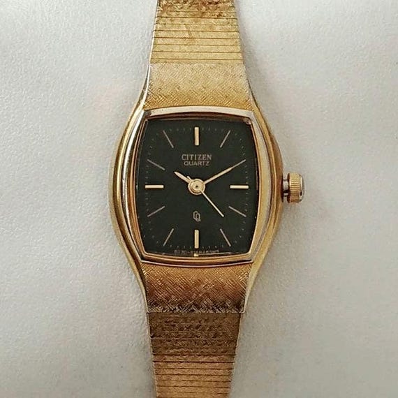 希少　CITIZEN アナデジ レトロ　ゴールド Vintage Citizen Black&gold for Ladies 90s Unique - Etsy