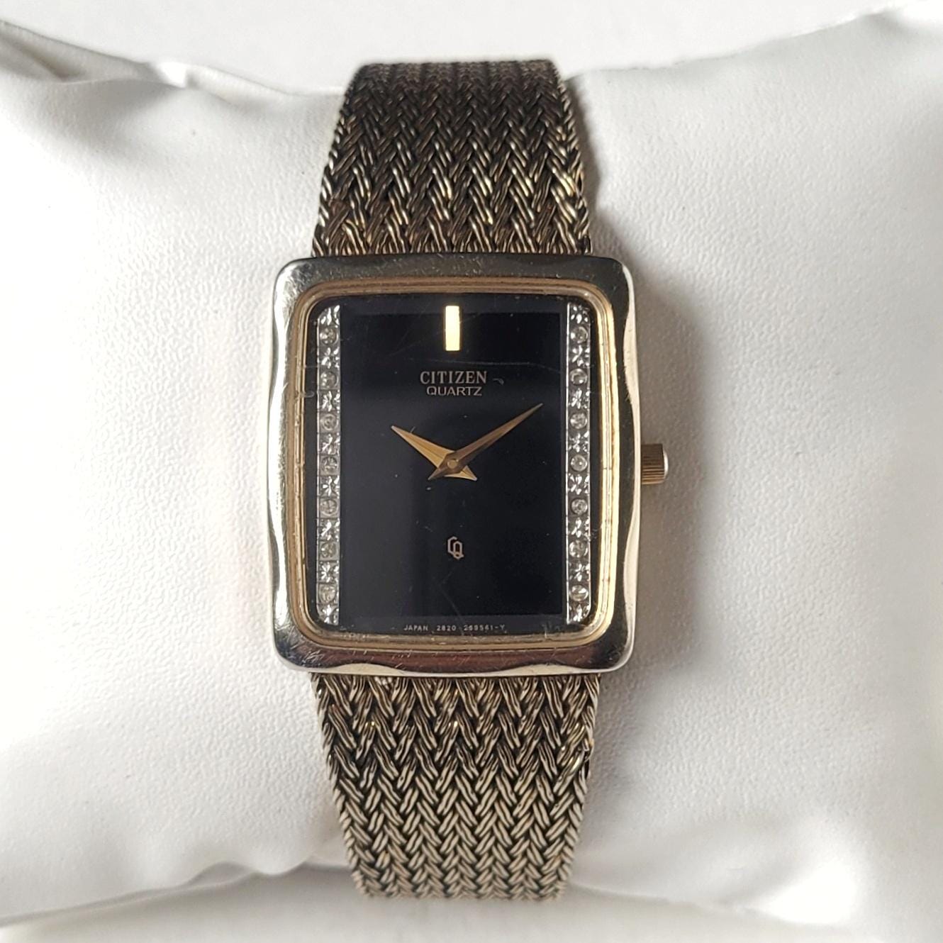 Citizen Ladies Classic Quartz Watch Crystal Bezel Gold Toone Black Dial 26mm Vintage Citizen Tank Roman in Stepped Octagon Case  main image 4