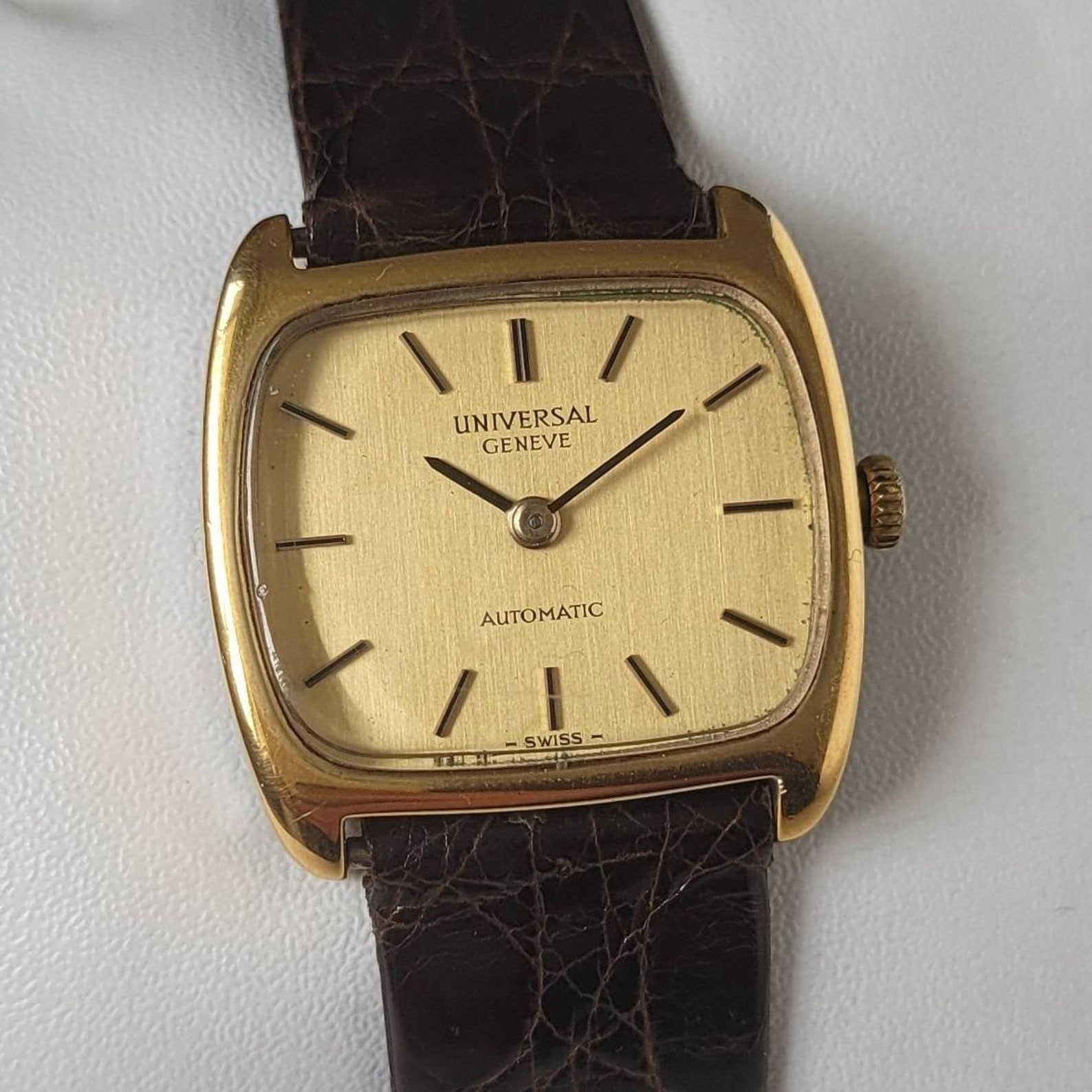 Montre Vintage Universal Genève Automatique - Cadran Noir Original Années 50 - Bon État & Rare