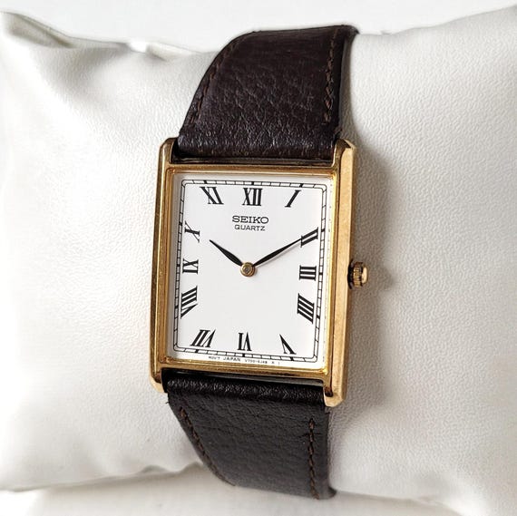 Rare Seiko Tank | Quartz | Gold Plated With Leather Strap - Etsy