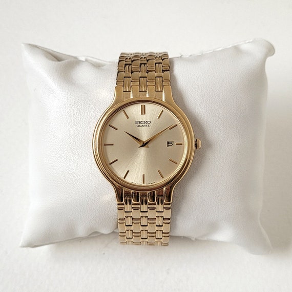 レア SEIKO セイコー デザイナー ゴールド QUARTZ 正確稼働 レトロ Vintage Seiko Gold 90s All Original - Etsy