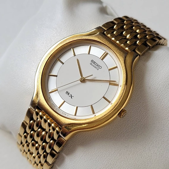 レア SEIKO セイコー デザイナー ゴールド QUARTZ 正確稼働 レトロ Vintage 1992 Seiko Quartz Gold Dial Ref.7N29-8A70 Date Japan