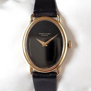 Vintage Favre Leuba Elliptical Black & Gold 70s Unique