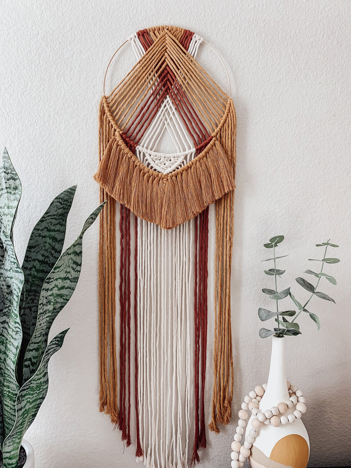 Macrame Fiber Art Wall Hanging // ring wall hanging // boho Etsy