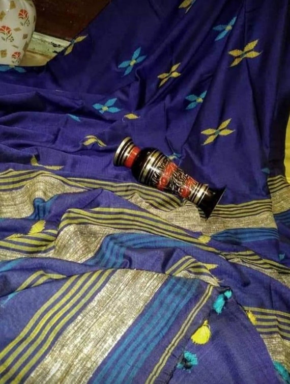Khadi top jamdani saree