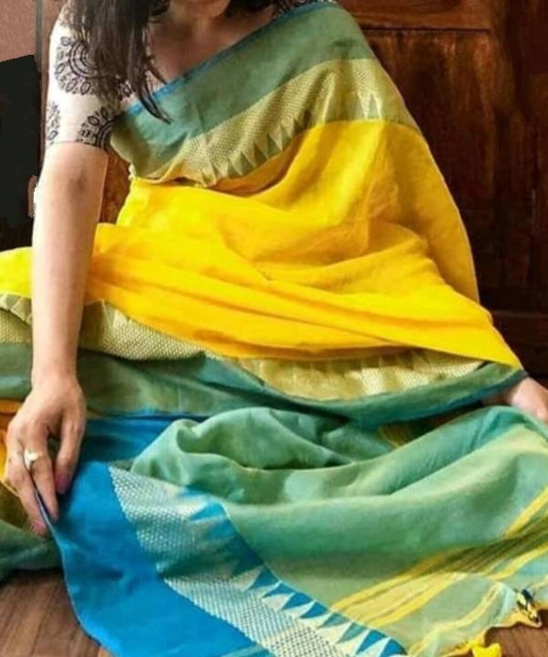 khadi saree with blouse