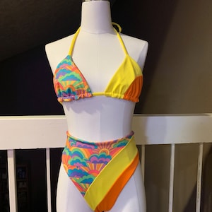 Sunny Dayz Set/ Rave Outfit/ Festival Outfit/ Bathing Suit/ Fully Reversible