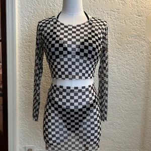 Checker Mesh Set/ Rave Outfit/ Festival Outfit