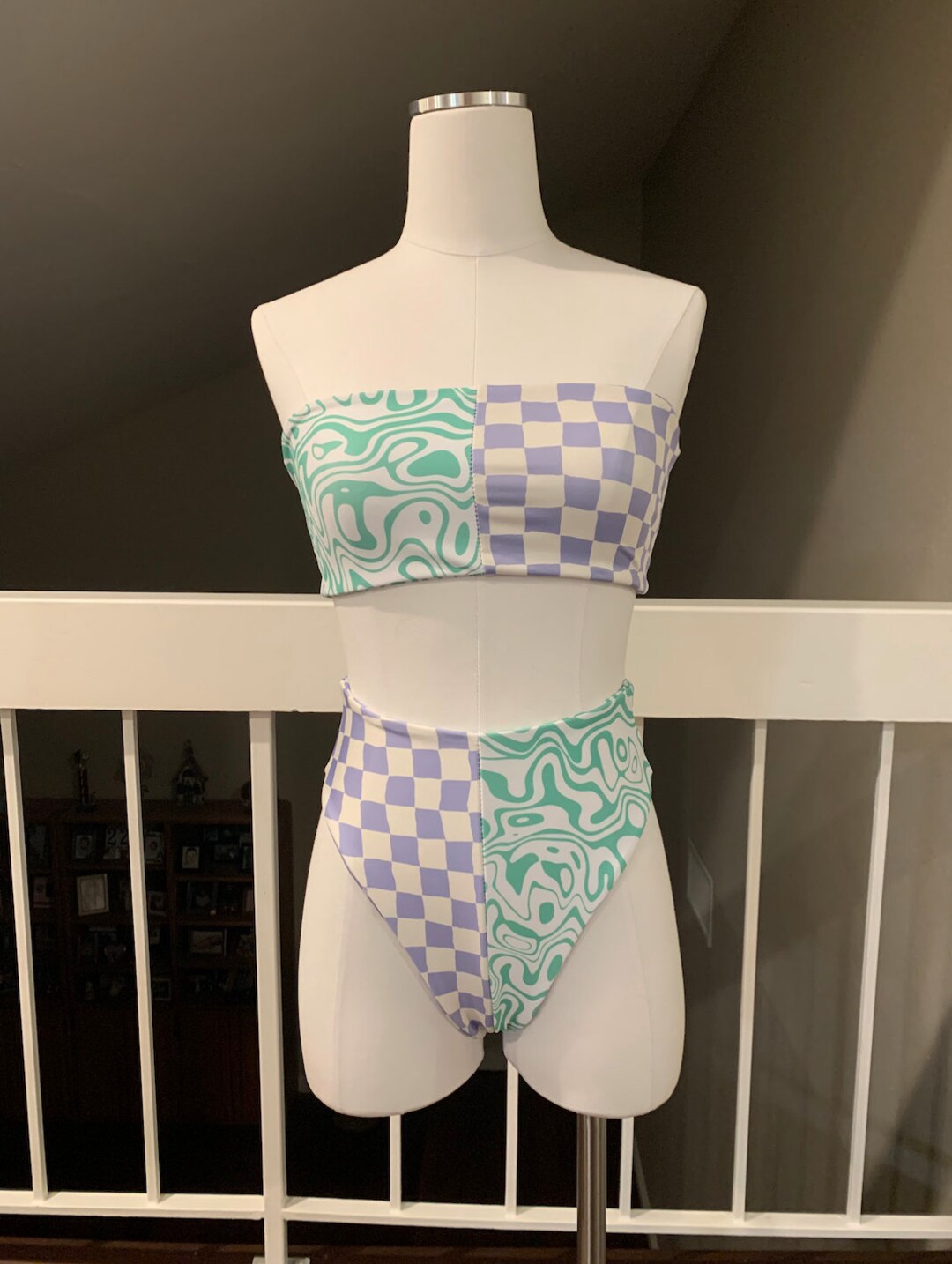 Checkered Waves Set/ Rave Outfit/ Festival Outfit/ Bathing Suit - Etsy
