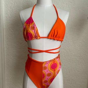 Orange Starburst Set/ Rave Outfit/ Festival Outfit/ Bathing Suit