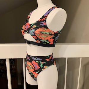 Trippy Drip Underboob Buckle Top & Bottoms Set/ Rave Outfit/ Festival Outfit/ Bathing Suit image 2