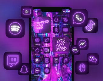 pix Neon Dark Purple Aesthetic Icons purple icons etsy