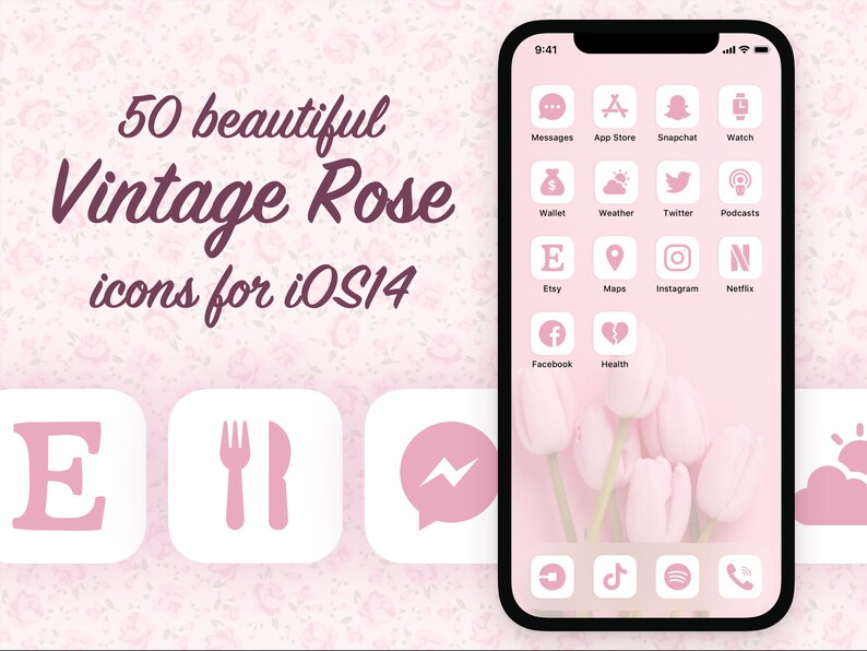 Pink App Icon Covers for iOS 14 Home Screen Etsy