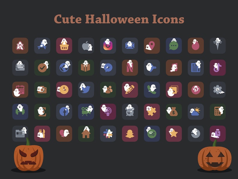 100 Cute Halloween iOS Icons pack with a Ghost for your Spooky image 2