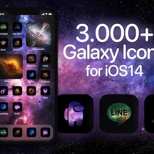 3.000 Galaxy App Icon Covers Pack for iOS Home Screen | Space and Universe aesthetic for your iPhone or iPad Shortcut icons