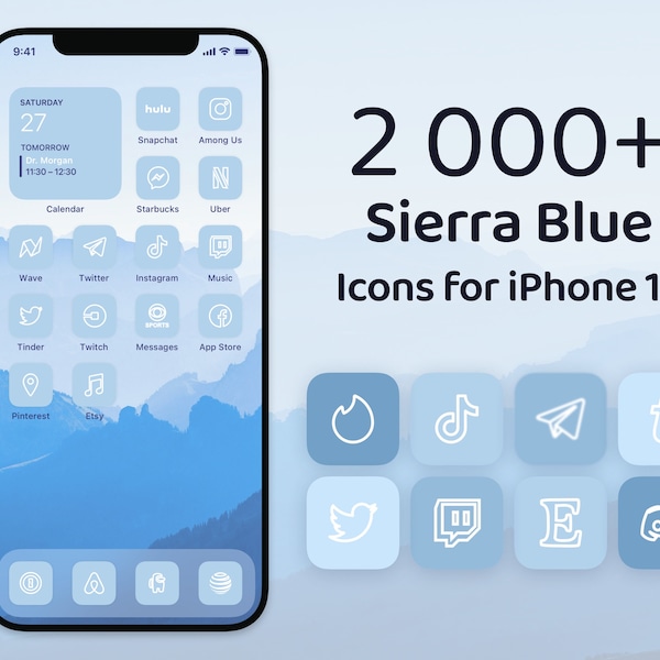 2 000+ Sierra Blue iOS 15 App Icon Covers for New iPhone 13 | Unique Light Blue Edition