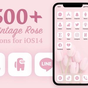 500 Pink App Icon Covers for iOS Home Screen | iPhone and iPad Aesthetic with shortcuts