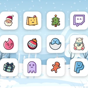 200 Illustrated Winter App Icons for your iPhone home screen | Cute Kawaii Pack for aesthetic iOS