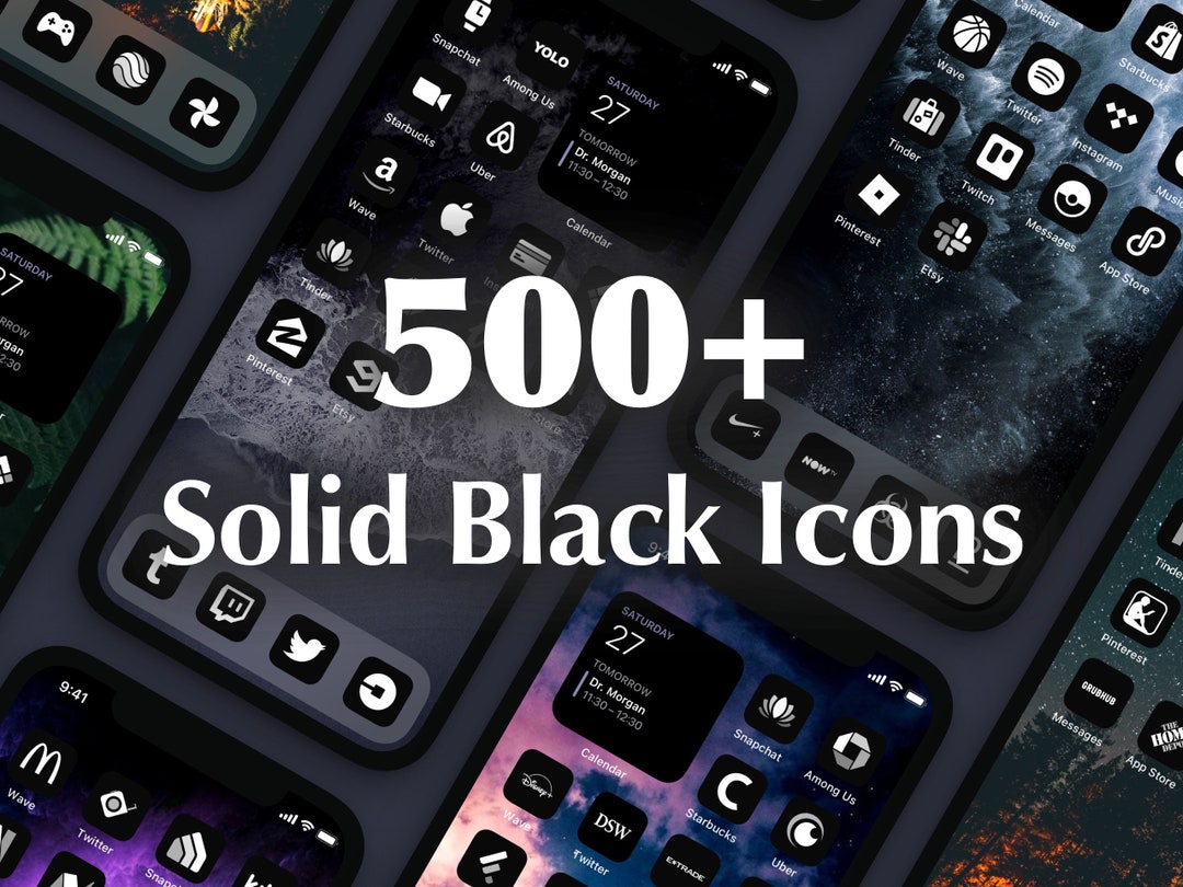 500 Ios Black App Icon Covers for iPhone Home Screen Unique Minimal ...