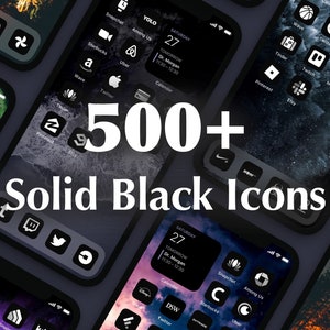 500+ iOS Black App Icon Covers for iPhone Home Screen | Unique Minimal Solid Black Aesthetic for the Shortcut App