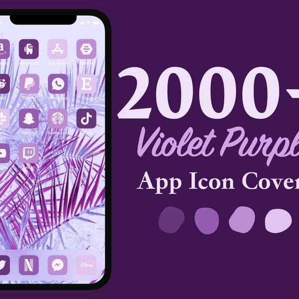 2 000+ Purple App Icons Bundle for your iOS Home Screen | Amazing iPhone and iPad Icon Covers Pack in Violet and Purple style