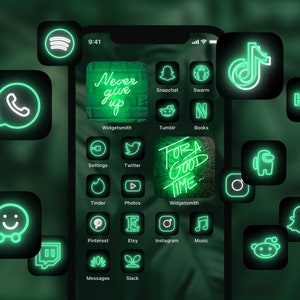 500+ Tropical Green Neon iOS App Icons | iPhone Home Screen Customization | Vibrant Aesthetic Theme Bundle | iOS 14+ Shortcuts & Themes