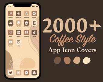 2 000 Boho Coffee App Icon Covers for iPhone home screen with iOS