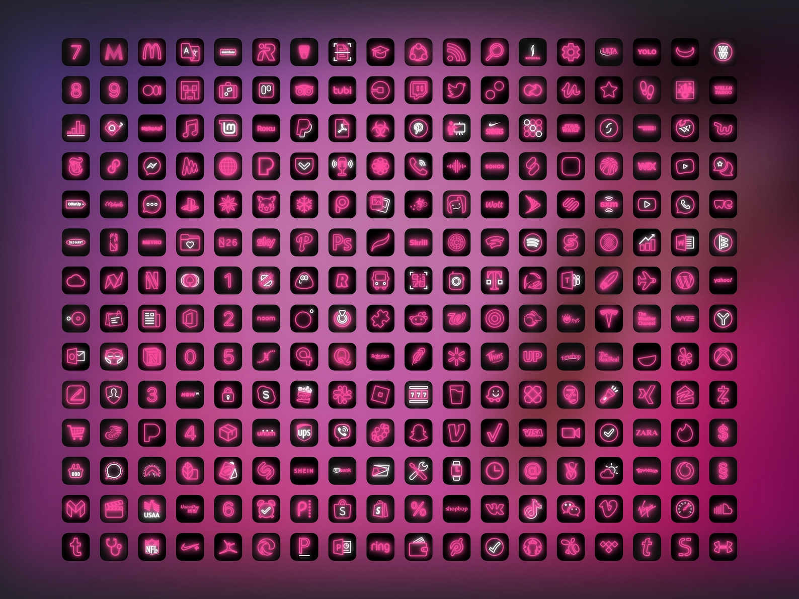 500 Pink Neon iOS 14 App Icon Pack Unique Aesthetic for Etsy