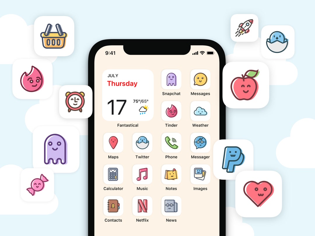 500 Kawaii App Icons Pack for iPhone Ios 14 Cute Ios Icons 