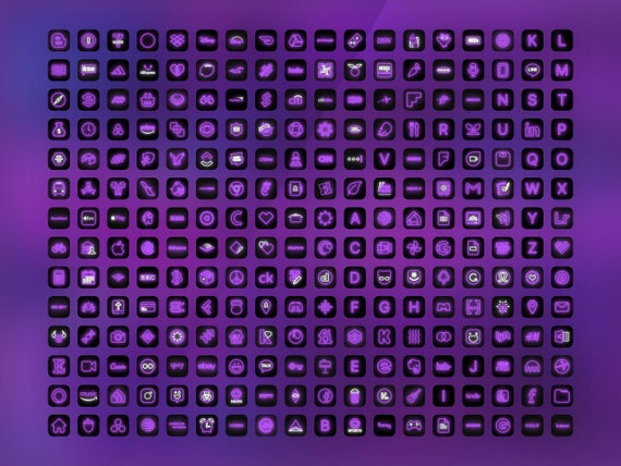 500 Purple Neon Ios 14 App Icon Pack Magenta Neon Aesthetic Etsy